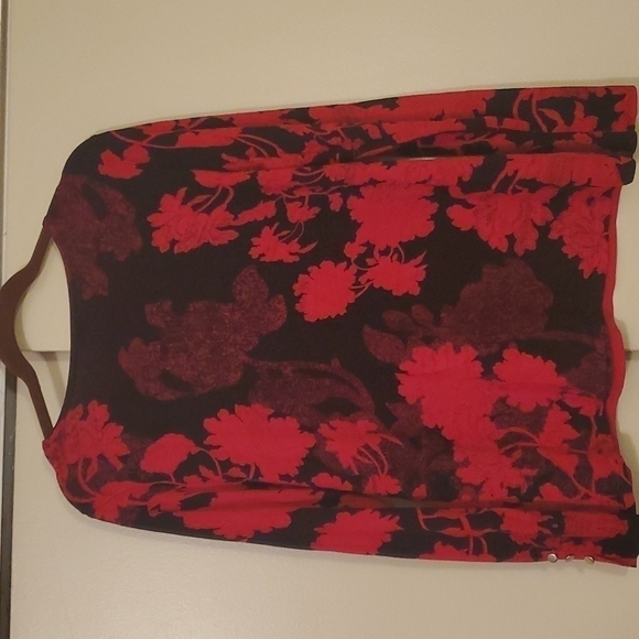 Chico's Red and Black Floral Pullover Sweater - Picture 4 of 5